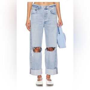 Citizens of Humanity Ayla Baggy Cuffed Jeans 25 wide leg boho OOTD distressed